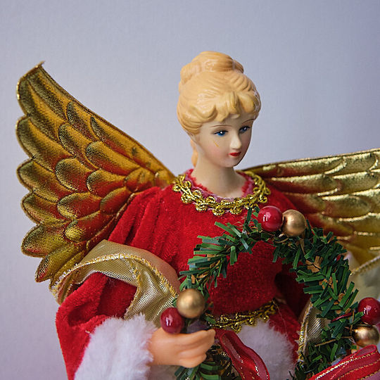 Decorațiune De Crăciun Regina Zăpezii Vârf De Brad Roșu Auriu 30cm