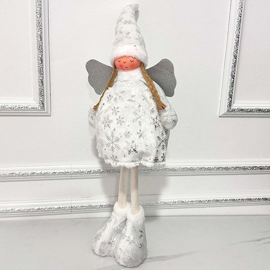 Păpușă Elf De Decor Tematic În Costum De Înger Albă 65 Cm