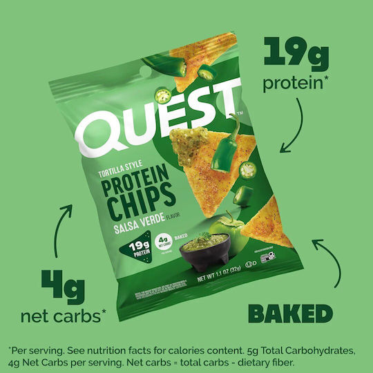 Keto Τσιπς Τορτίγιας Πρωτεϊνικά Γεύση Salsa Verde Quest Nutrition 32g