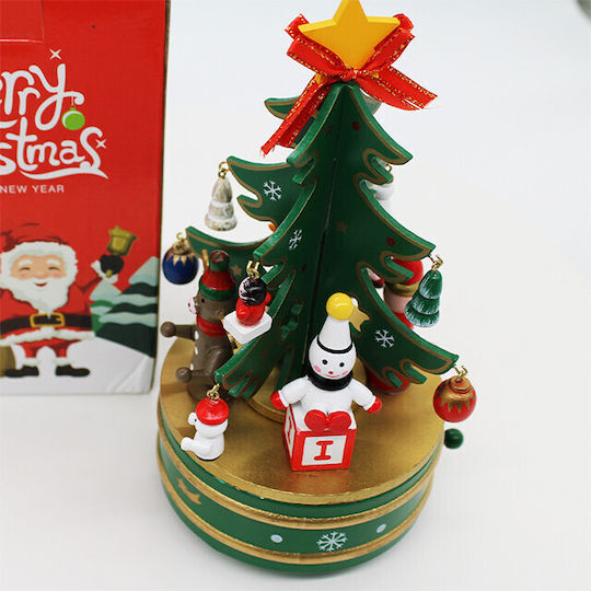 Christmas Decorative Music Box Carousel Type Little Christmas Tree Fictional Characters Green