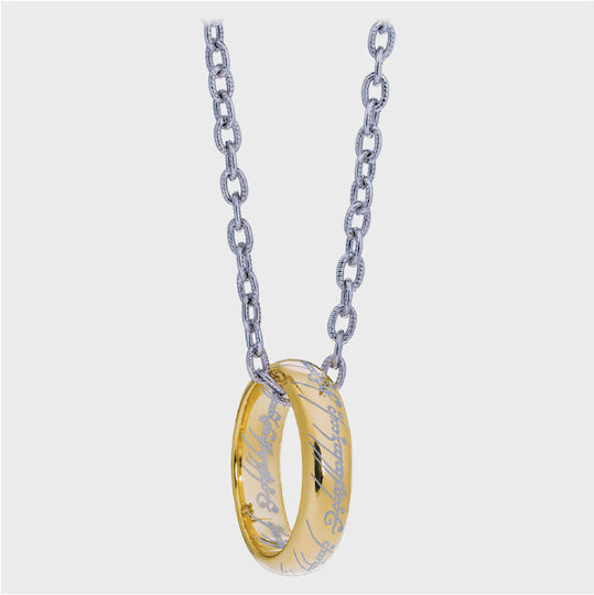 The Noble Collection Lord of the Rings: Der Eine Ring vergoldete Halskette aus Sterlingsilber Replik Artikel Länge 50,8 cm