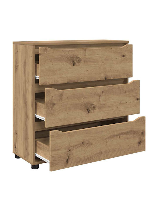 Συρταριέρα Креватокамарас Дървена с 3 чекмеджета Дъб Artisan 80x31x81бр