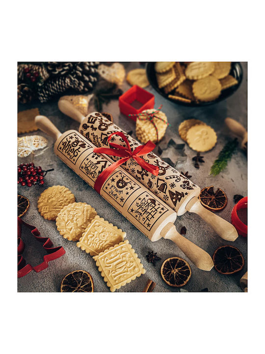 FunnyBaker Christmas Rolling Pin Wooden