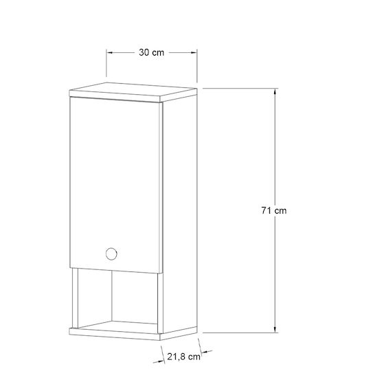 Megapap Mis Ντουλάπι Μπάνιου 30x21.8x71cm Λευκό
