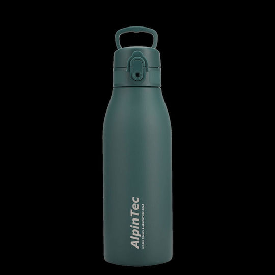 AlpinPro Fellow 2 Recyclable Thermos Bottle Plastic / Stainless Steel BPA Free 600ml Blackish Green