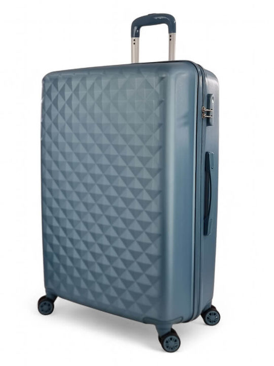 Playful Bags Large Travel Suitcase Hard Light Blue with 4 Wheels Height 72cm