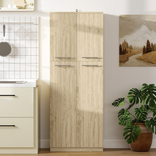 HomCom Bathroom Cabinet L59xW31xH155cm Oak