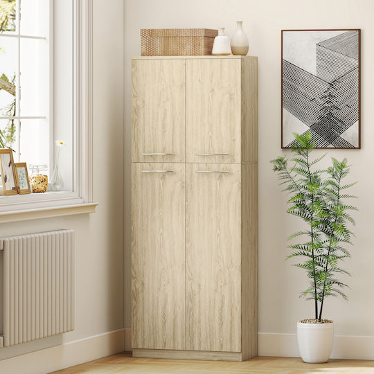 HomCom Bathroom Cabinet L59xW31xH155cm Oak