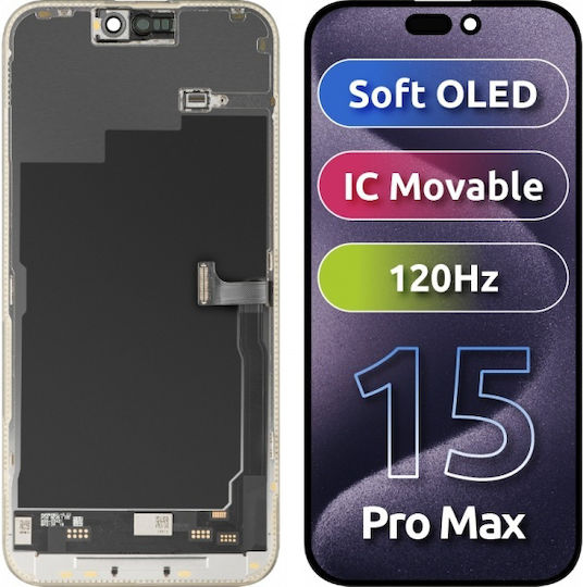 MP Екран със Сензорен Механизъм за iPhone 15 Pro Max (Черен)