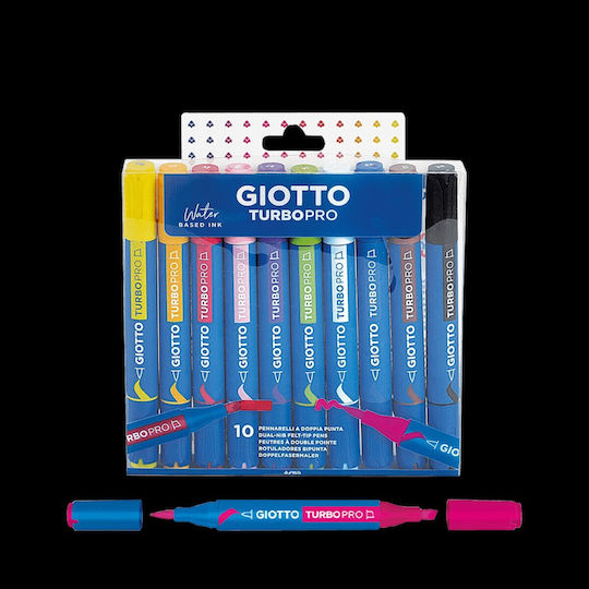 Giotto Turbo Pro Zeichenmarker Doppelseitig Set 10Stück
