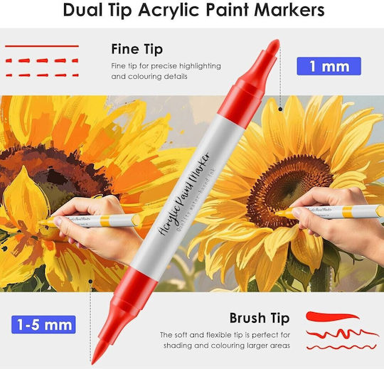 Acrylic Drawing Markers Double Tip Set 60pcs