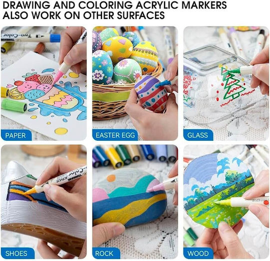 Acrylic Drawing Markers Double Tip Set 60pcs