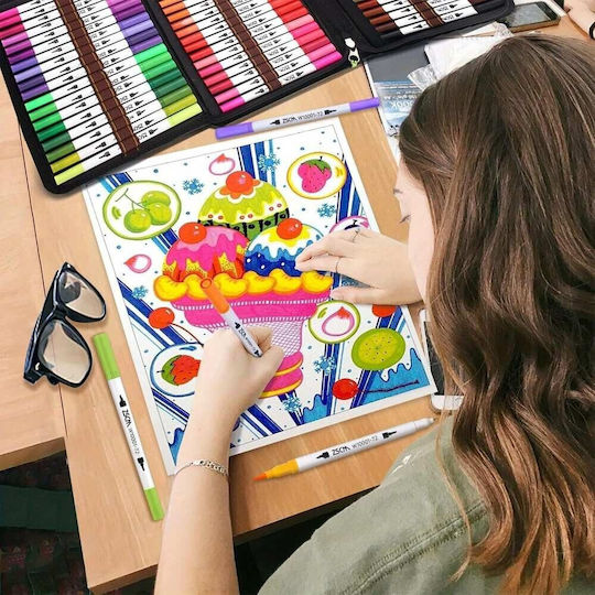 White Drawing Markers Thin Double Tip Set 120pcs