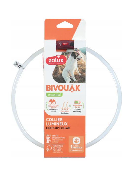 Zolux Bivouak Led Silicone Transparent Red Dog Collar 30-60 Cm
