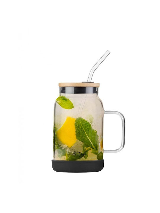Vialli Design Pahar pentru apa din Sticlă cu pai 600ml