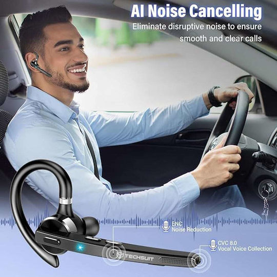 Techsuit TalkZen G9 In-ear Bluetooth Handsfree Ακουστικό με Θήκη Φόρτισης Μαύρο