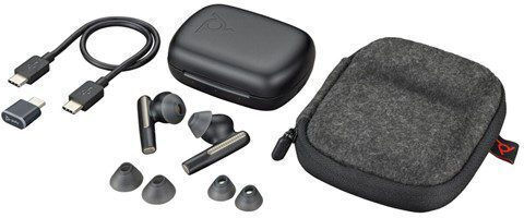 HP Poly Voyager Free 60 UC M Carbon Black Earbuds +BT700 USB-C Adapter +Basic Charge Case Bluetooth Handsfree Earphones with Charging Case Black