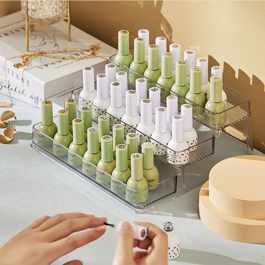 Pufo Shelf Display Organization Medicines Makeup Products In Steps 3 Levels 25.5 X 23.5 Cm Transparent