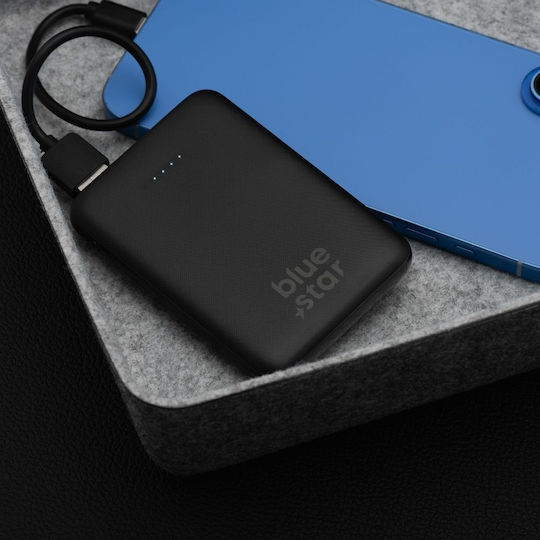 Blue Star W0539 Power Bank 5000mAh με 2 Θύρες USB-A και Θύρα USB-C Μαύρο