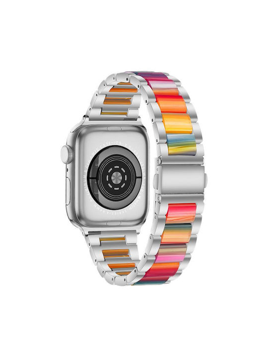 Μεταλλικό Λουράκι Ρολογιού Ρητίνη Apple Watch 42 44 45 46 49mm Ασημί Ουράνιο Τόξο Μεταλλικό Λουράκι Ρολογιού Ρητίνη Apple Watch 42 44 45 46 49mm Ασημί Ουράνιο Τόξο