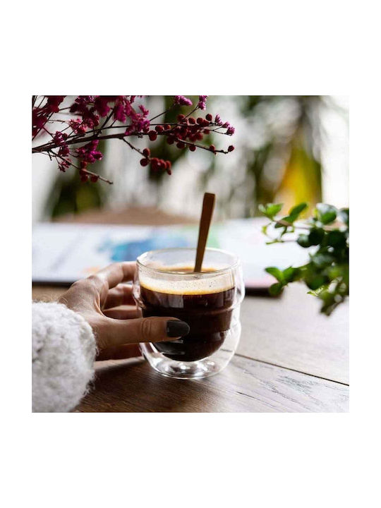 Vialli Design Κούπα Γυάλινη Καφέ 300ml (Προσωποποιημένο) 2τμχ