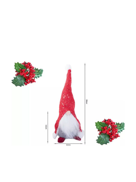 Christmas Decorative Dwarf 30cm Red Grey Hat