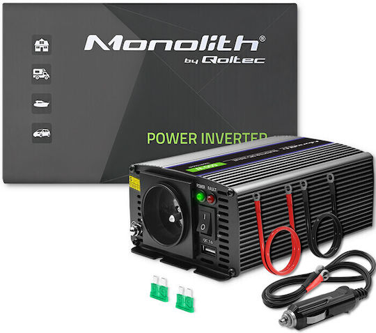 Qoltec Inverter Αυτοκινήτου Τροποποιημένου Ημιτόνου για Μετατροπή 12V DC σε 230V AC