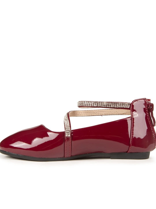Kids Ballerinas with Elastic Strap Red