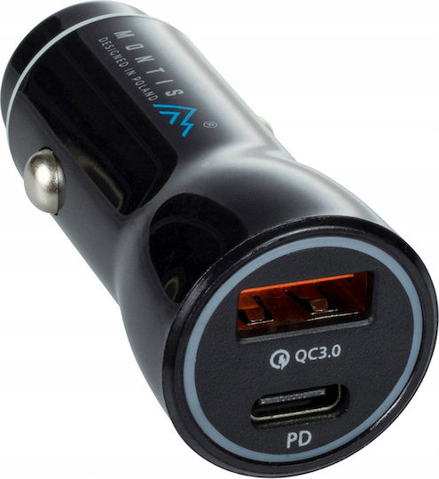 Montis Încărcător Auto 36W 1.5A cu un Port: 1xUSB Negru Culoare