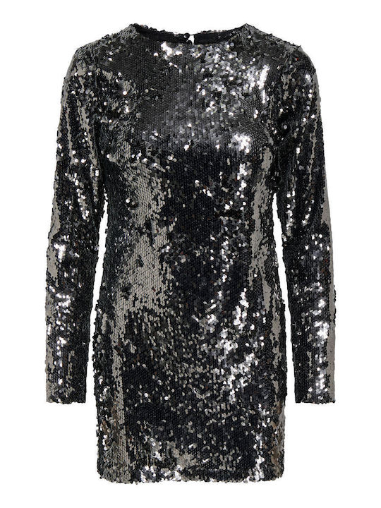 Mini Abendkleid Off-Shoulder Grau