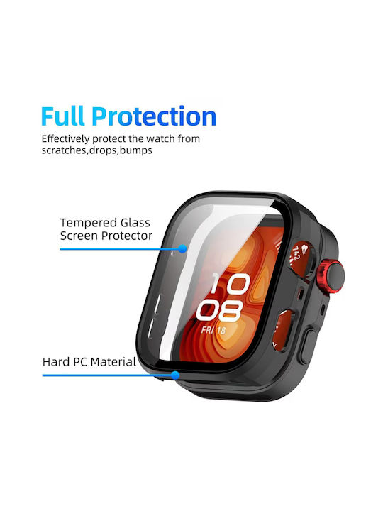 Techsuit Defense360 Pro Plastikhülle mit Glas in Schwarz Farbe für Huawei Watch Fit 4