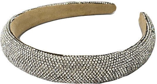 Medelina Puffy Headband Embedded Stones Silver