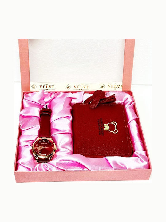 Velve Damen Uhr mit Rot Lederarmband