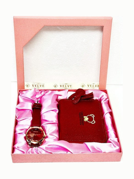 Velve Damen Uhr mit Rot Lederarmband