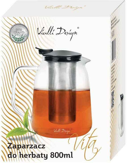 Vialli Design Teapot with Filter Glass Gray 800ml