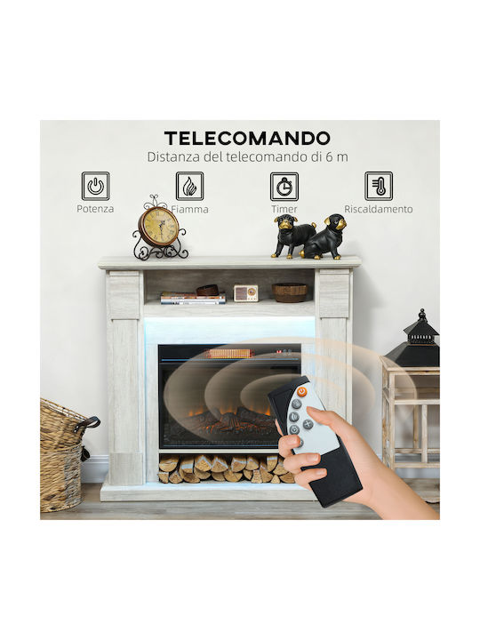 HomCom De podea Șemineu electric 1800W 105x27cm