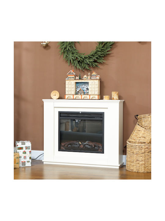 HomCom Boden Elektrischer Kamin 1000W 98x25cm Weiß