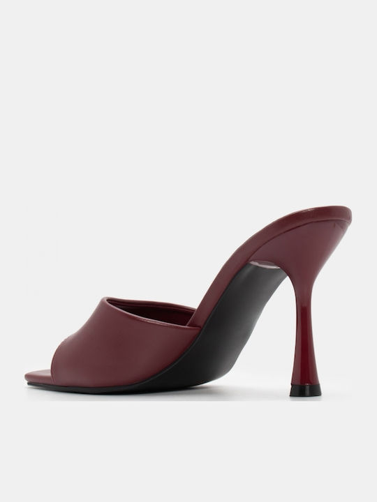Mules Cu Toc Subțire Înalt Burgundy