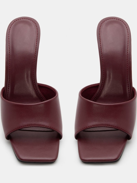 Mules Cu Toc Subțire Înalt Burgundy