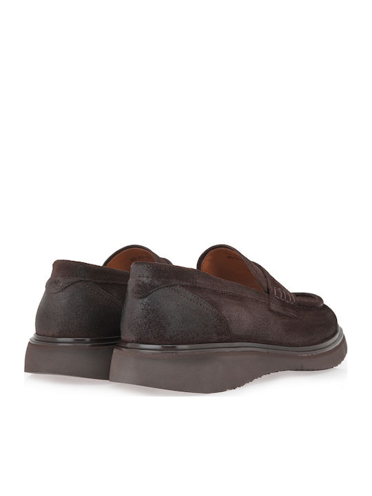 Suede Ανδρικά Loafers σε Καφέ Χρώμα