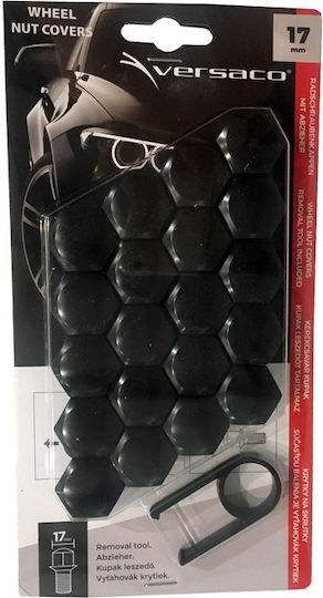 Black Bolt Caps 17mm Set of 20 Pieces 20754