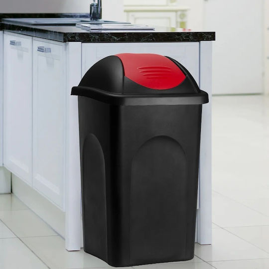 Monzana Coș De Gunoi Din Plastic Cu Capac Oscilant Negru 60lt