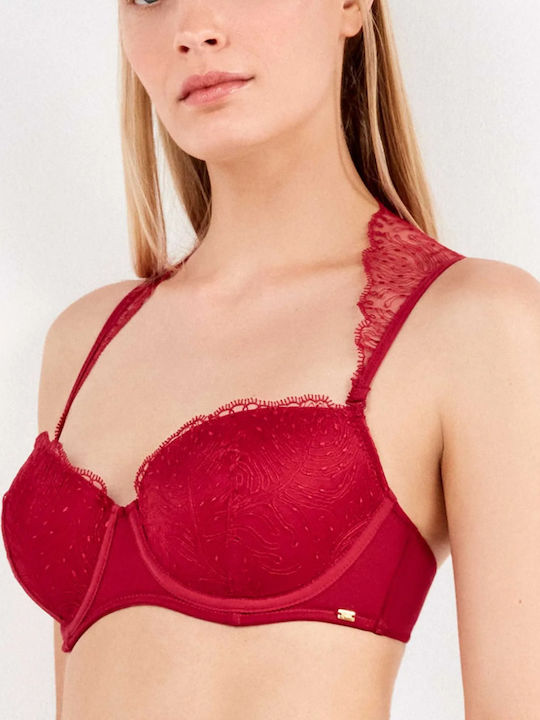 Balconette Balconette Bra with Light Padding Underwire Red