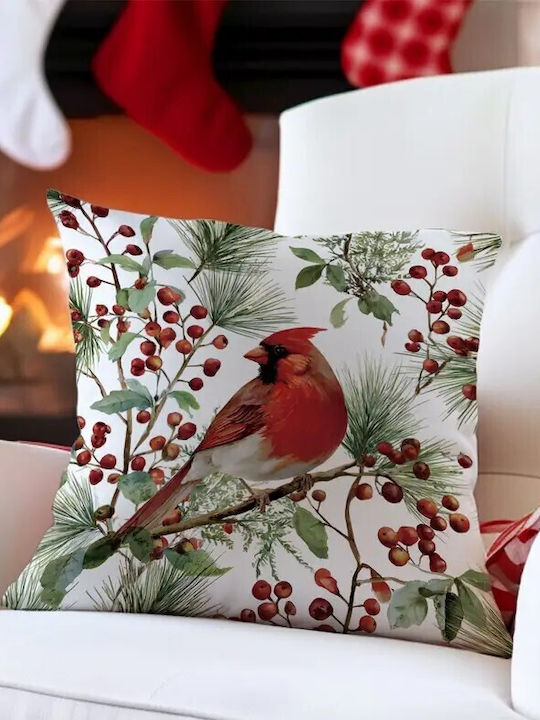 By Queen Limited Festive Edition Μαξιλαροθήκη Καρδινάλιο Κλαδιά Πεύκου 45x45εκ