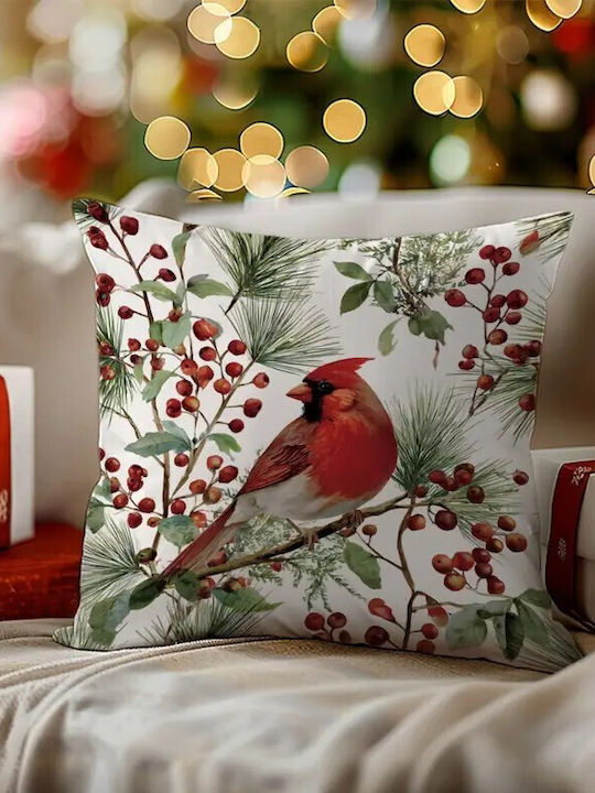 By Queen Limited Festive Edition Μαξιλαροθήκη Καρδινάλιο Κλαδιά Πεύκου 45x45εκ
