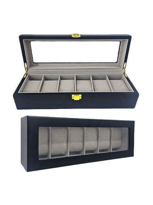 Elegant Box Watches Jewelry 6 Compartments Black Elegant Box Watches Jewelry 6 Compartments Black