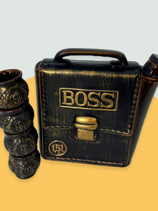 Velve Ceramică Carafă de Servire cu Dop și Pahare Maro 1500ml 1buc