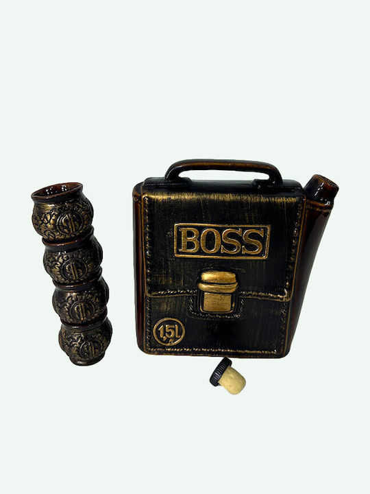 Velve Ceramică Carafă de Servire cu Dop și Pahare Maro 1500ml 1buc