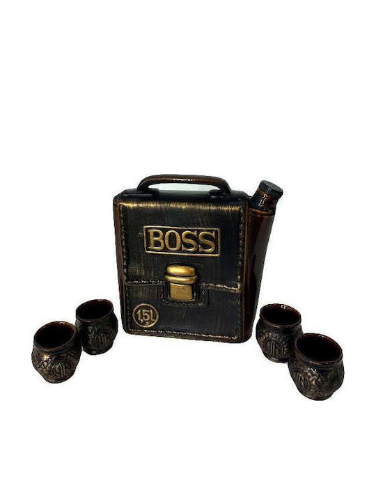 Velve Ceramică Carafă de Servire cu Dop și Pahare Maro 1500ml 1buc