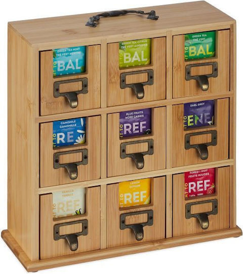 Relaxdays Box für Tee / Kaffee mit Deckel Hölzernes Braun 29x11.5x30cm